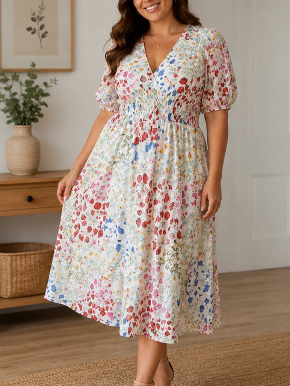 Maison Tara Bright Floral Midi Dress Garden Party Bloomcore Tea Party Easter 16